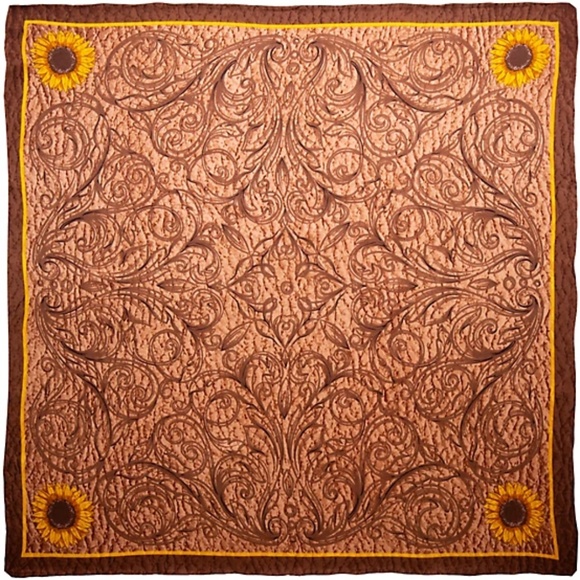 Wyoming Traders Wild Rag Charmeuse Sunflower Western Silk Scarf - 34.5" - Picture 1 of 1